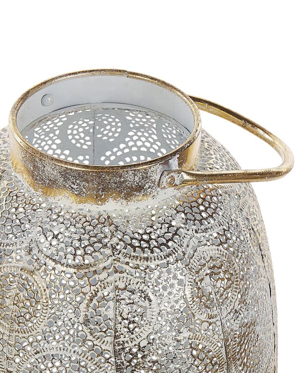Lyhty kulta metalli lasi 30 cm avoin rakenne orientaalinen boho vintage tyyli