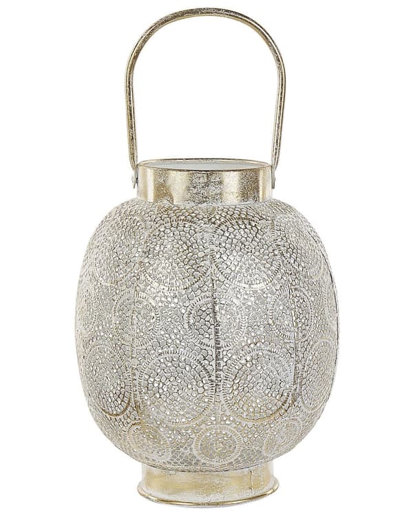Lyhty kulta metalli lasi 30 cm avoin rakenne orientaalinen boho vintage tyyli