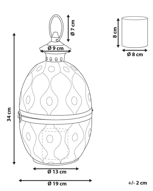 Lyhty kulta metalli 34 cm korkea lasi kynttilänpidike avoin muoto orientaalinen ylellinen tyyli