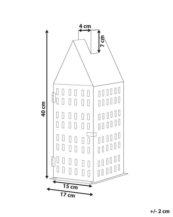 Lyhty valkoinen metallia 40 cm talo ikkunat minimalistinen klassinen sisustus