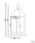 Pikkukuva 3 / 8: Kynttilälyhty valkoinen lasia metallia 47 cm perinteinen rustiikkinen retro tyyli
