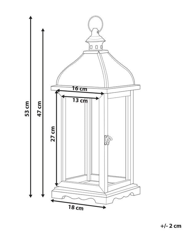 Kynttilälyhty valkoinen lasia metallia 47 cm perinteinen rustiikkinen retro tyyli