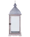 Pikkukuva 6 / 8: Kynttilälyhty valkoinen lasia metallia 47 cm perinteinen rustiikkinen retro tyyli