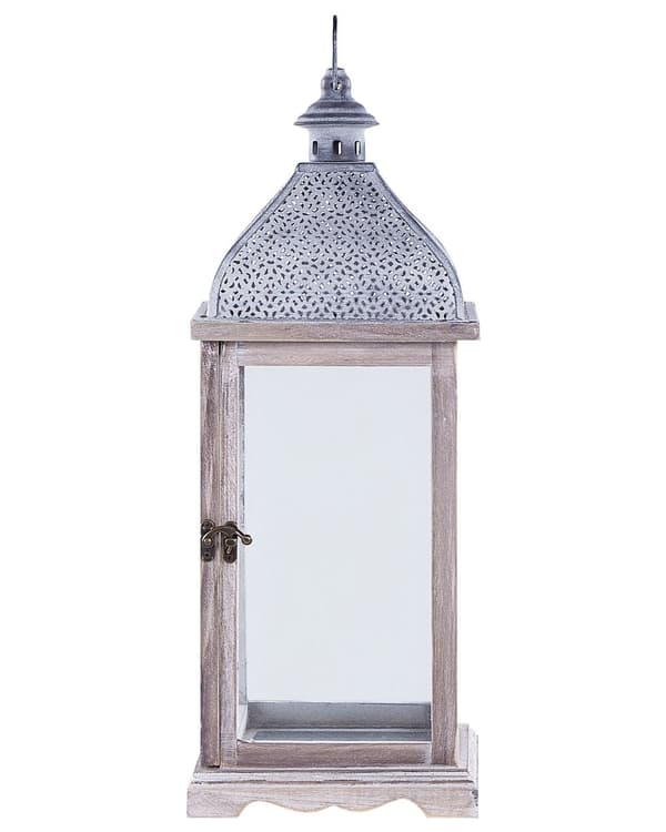Kynttilälyhty valkoinen lasia metallia 47 cm perinteinen rustiikkinen retro tyyli