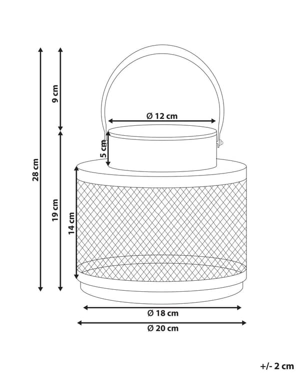 Lyhty musta metallia kahvalla 19 cm minimalistinen moderni teollinen sisustus