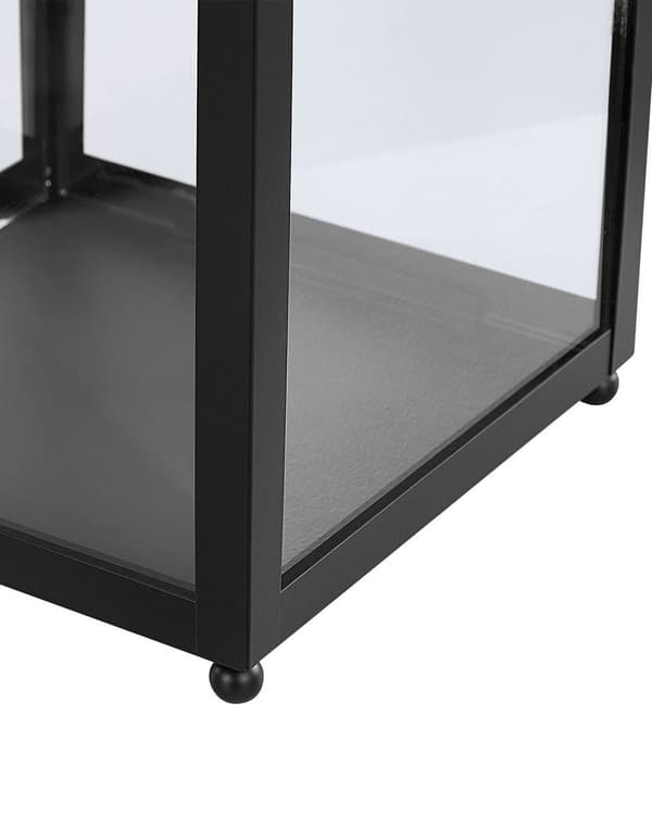 Kynttilälyhty musta metallia lasia 30 cm minimalistinen industriaalinen moderni tyyli