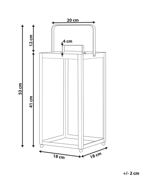 Kynttilälyhty musta metallia lasia 41 cm minimalistinen industriaalinen moderni tyyli