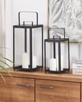 Pikkukuva 4 / 9: Kynttilälyhty musta metallia lasia 41 cm minimalistinen industriaalinen moderni tyyli