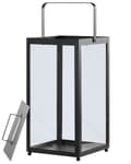 Pikkukuva 6 / 9: Kynttilälyhty musta metallia lasia 41 cm minimalistinen industriaalinen moderni tyyli