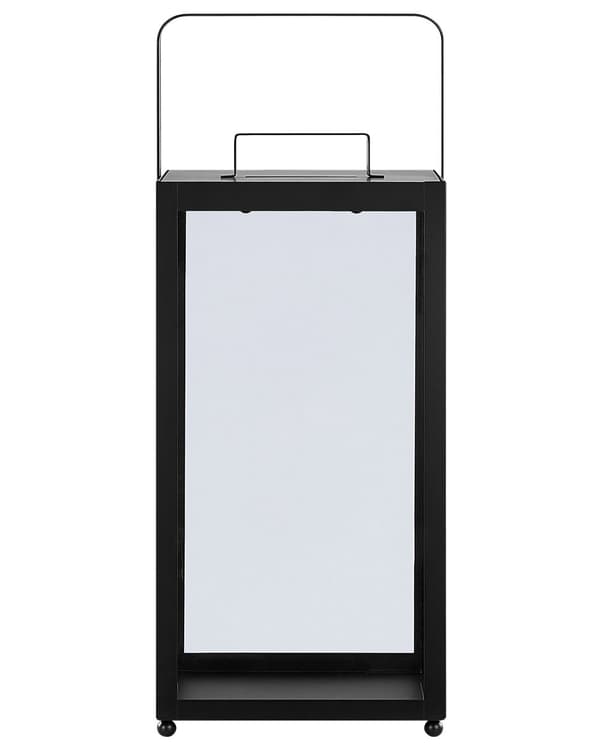 Kynttilälyhty musta metallia lasia 41 cm minimalistinen industriaalinen moderni tyyli