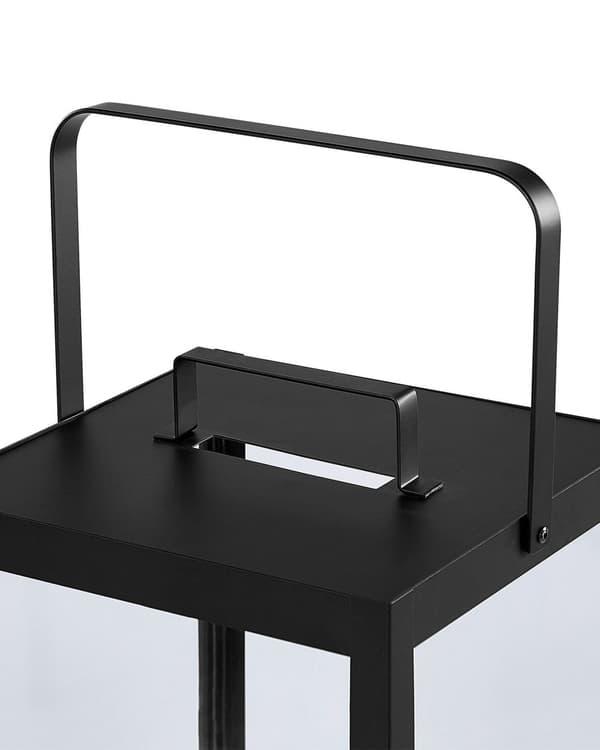 Kynttilälyhty musta metallia lasia 41 cm minimalistinen industriaalinen moderni tyyli