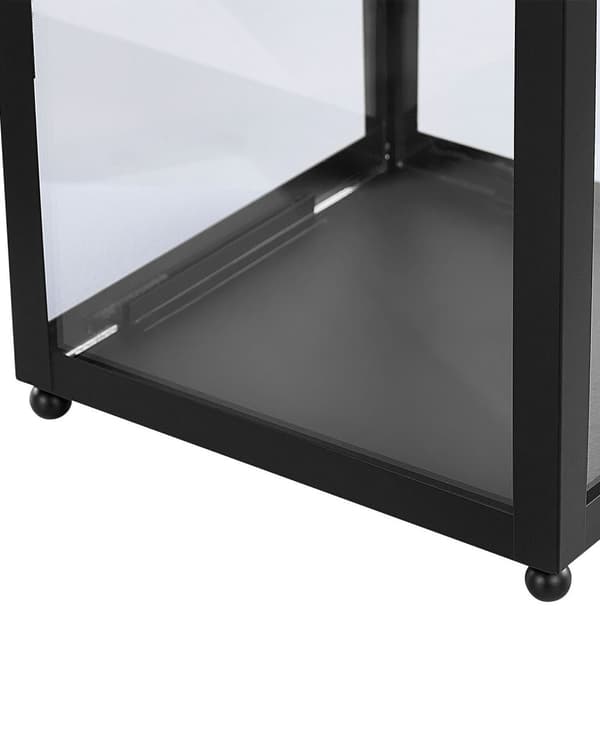 Kynttilälyhty musta metallia lasia 41 cm minimalistinen industriaalinen moderni tyyli