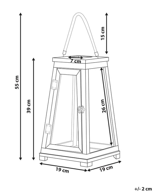 Lanterne Brun Fyrretræ og Glas 39 cm Dekorativ Stearinlysholder til Bloklys Moderne Indendørs med Bærehåndtag Udendørs Terrasse Tilbehør