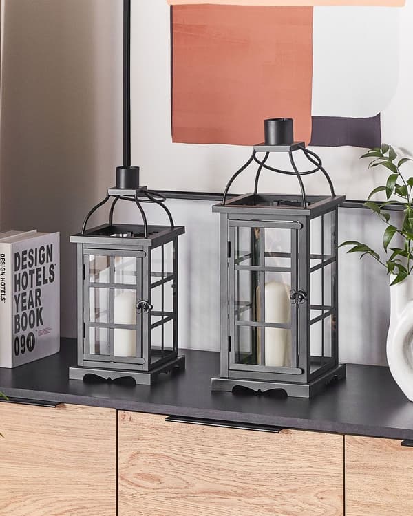 Elegant Lanterne Sort Moderne Design 42 cm Udendørs