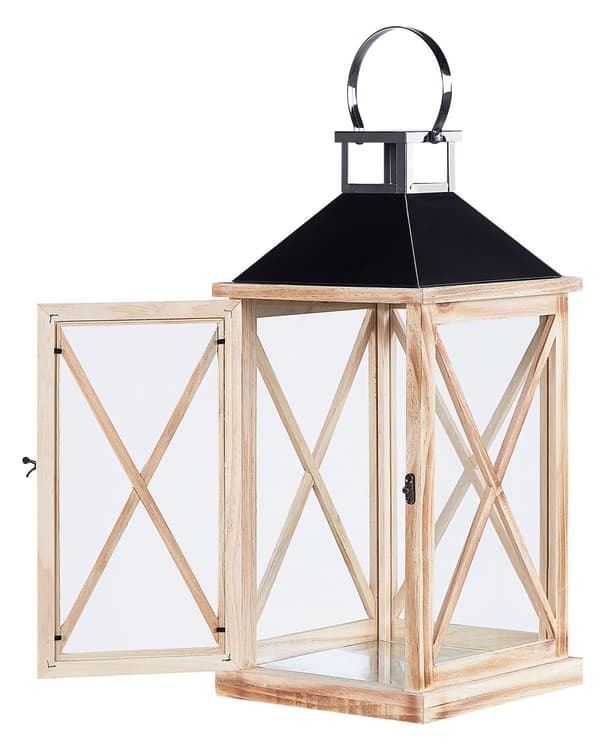 Elegant Træ Lanterne, Brun Moderne Design 61 cm