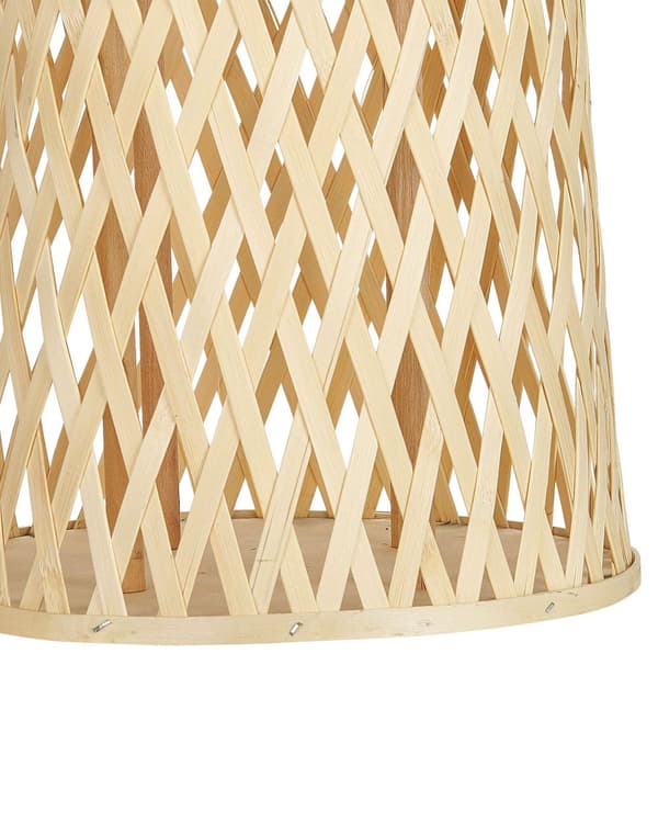 Lyhty luonnollinen bambupuu 58 cm lasikuppi kynttilälle boho tyyli