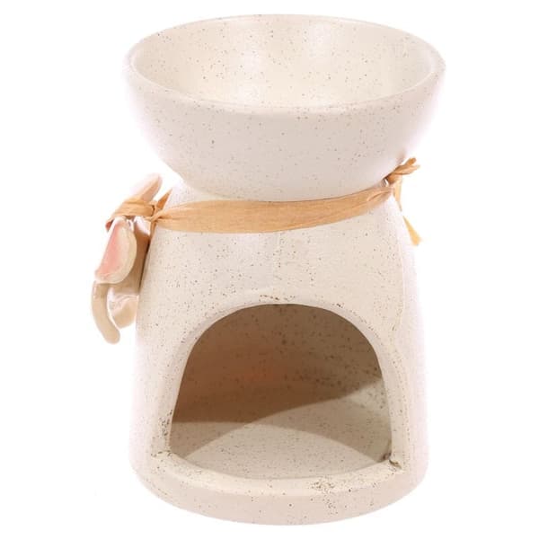 Spräcklig Gräddvit Aromalampa i Keramik Röd