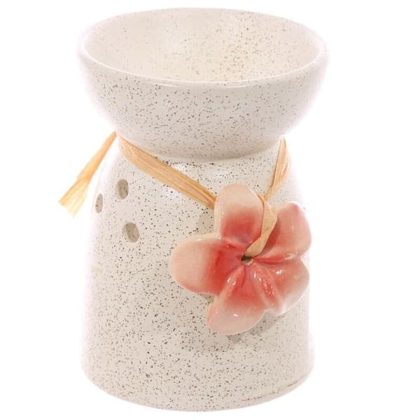 Spräcklig Gräddvit Aromalampa i Keramik Röd