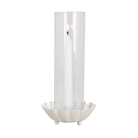 Candle Holder w. Glass Pipe Ingrid Antique White