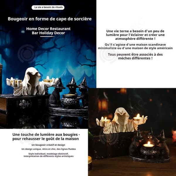 INN Ljusstake 9,5x21x9,5cm häxljusstake för mörk Halloween dekoration kontorsdekoration rekvisita vit ljussnusare