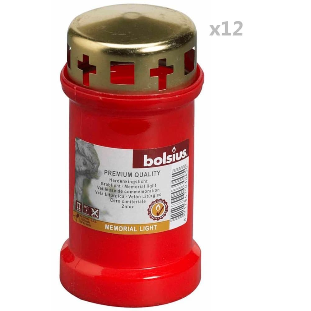 Bolsius Gravljus med lock 12 st röd 103620188041
