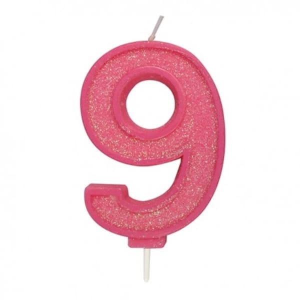 9 Stort Ljus Pink Sparkle 1 st