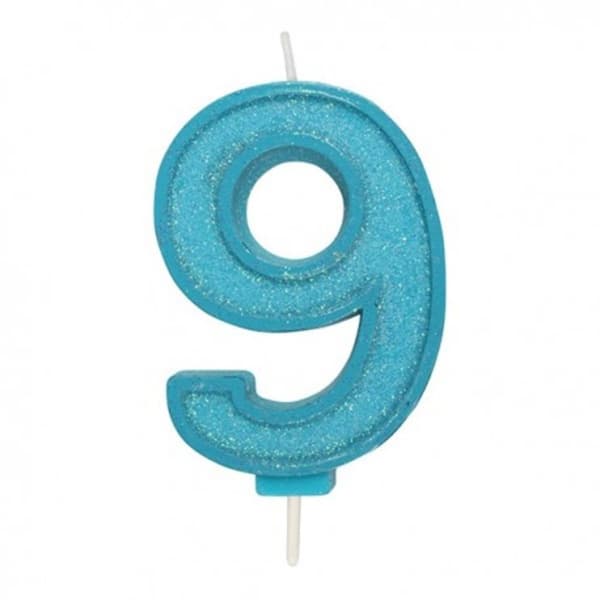 9 Stort Ljus Blue Sparkle 1 st