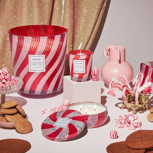 Voluspa Crushed Candy Cane 3-wick Tin Candle