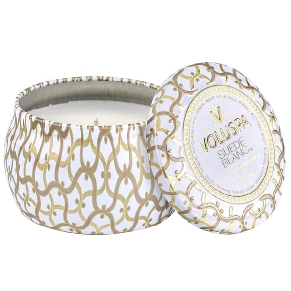 Voluspa Decorative Tin Candle Suede Blanc 113g
