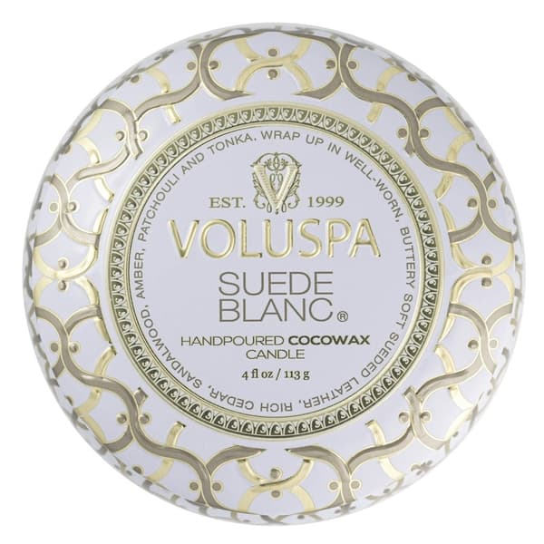 Voluspa Decorative Tin Candle Suede Blanc 113g