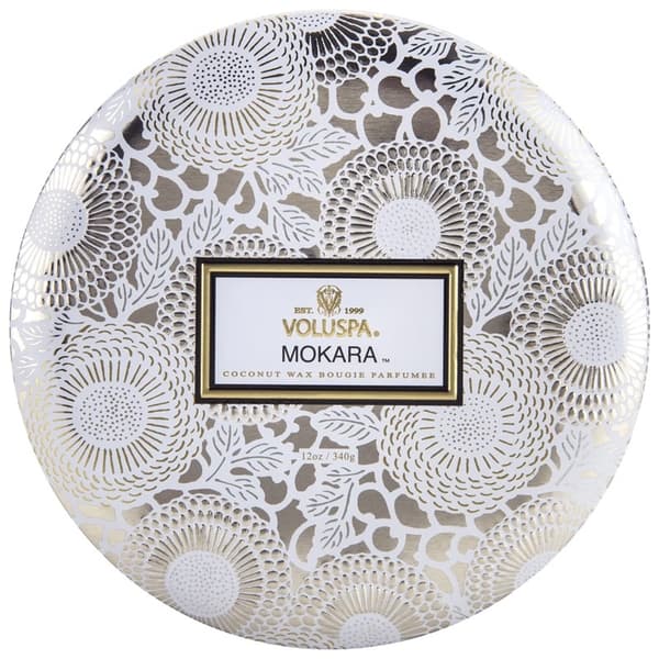 Voluspa 3-Wick Candle Decorative Tin Mokara 340g