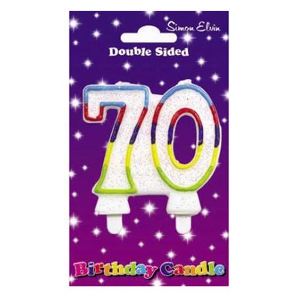 Simon Elvin Dobbeltsidet 70th Birthday Candle (pakke med 6) Multicoloured One Size
