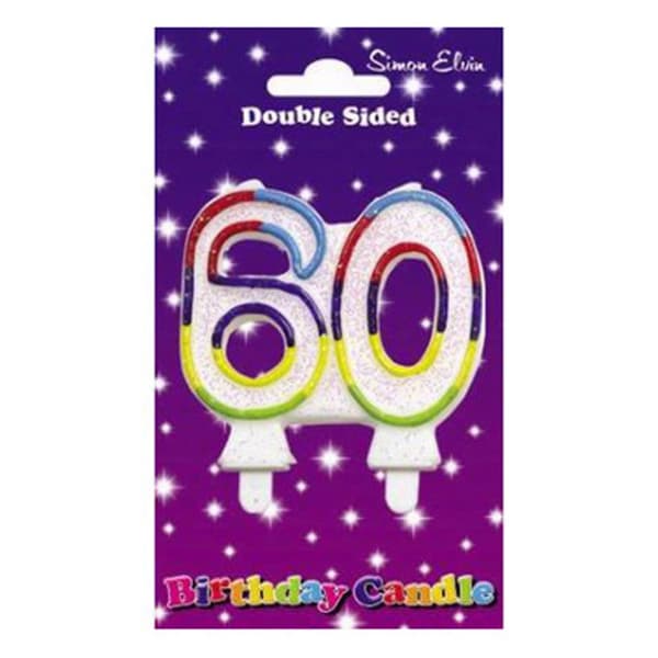 Simon Elvin Dobbeltsidet 60th Birthday Candle (pakke med 6) Multicoloured One Size