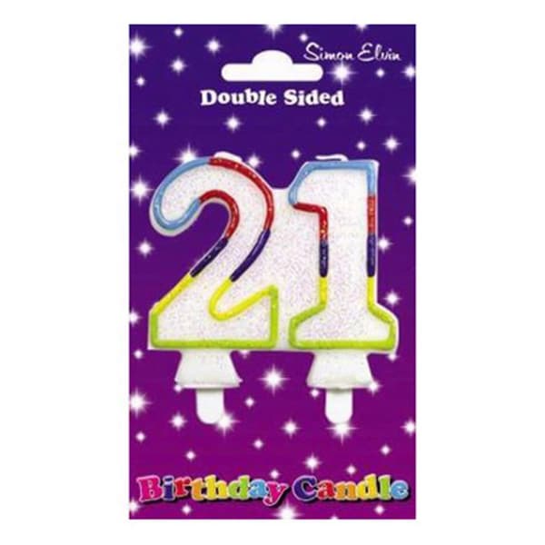 Simon Elvin Double Sided 21st Birthday Candle (Pack Of 6) Multicoloured One Size