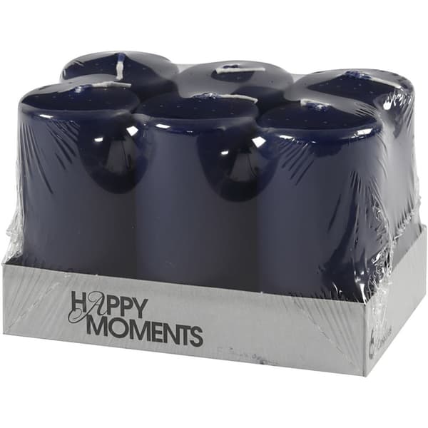 Blockljus - Blå - H: 10 cm - dia. 50 mm - 6 st