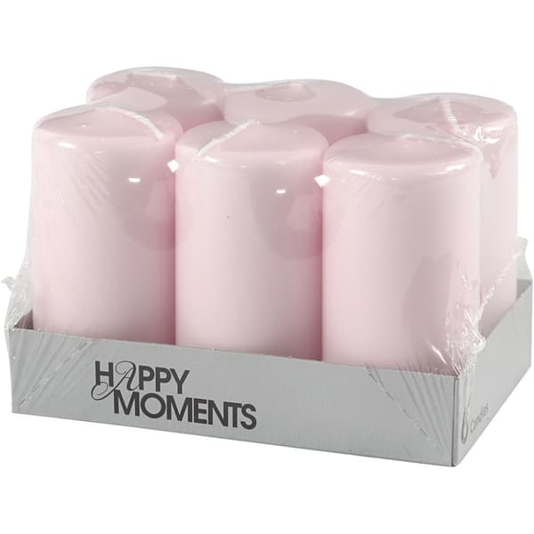 Blockljus - Rosa - H: 10 cm - dia. 50 mm - 6 st