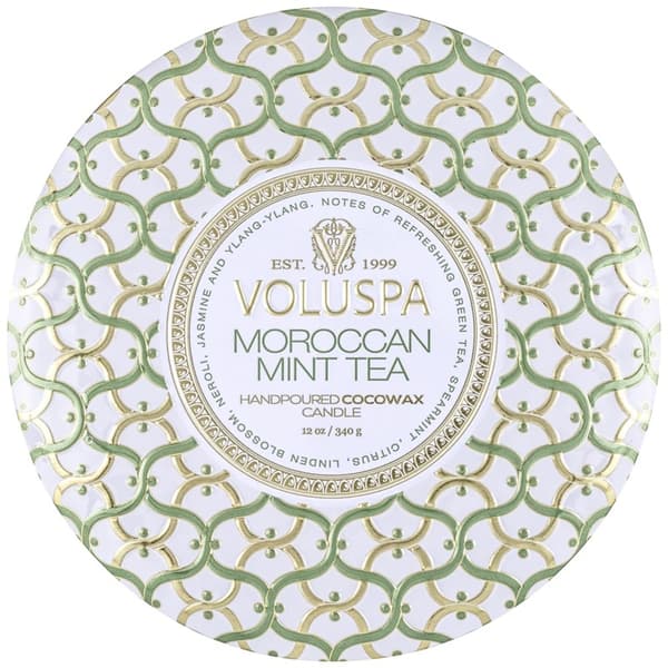 Voluspa 3-Wick Candle Decorative Tin Moroccan Mint Tea 340g
