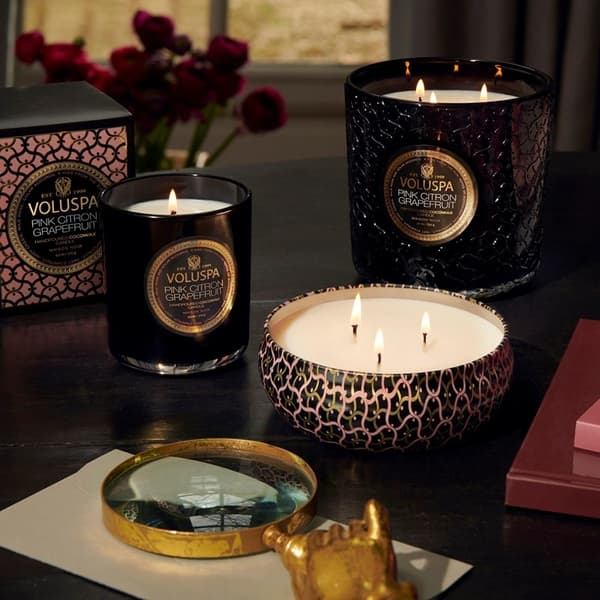 Voluspa 3-Wick Candle Decorative Tin Pink Citron Grapefruit 340g