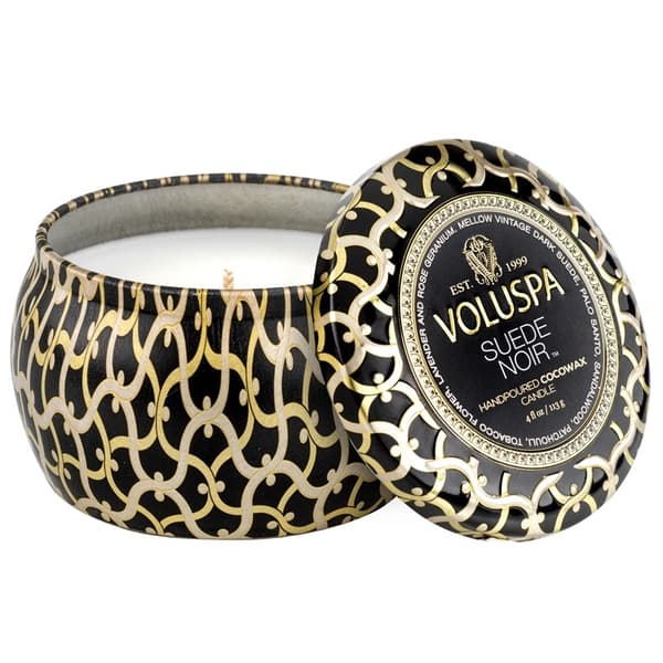 Voluspa Decorative Tin Candle Suede Noir 113g