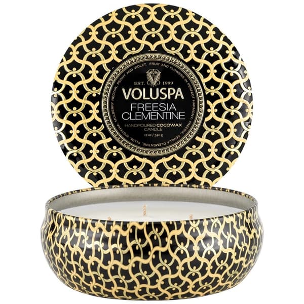 Voluspa 3-Wick Candle Decorative Tin Freesia Clementine 340g