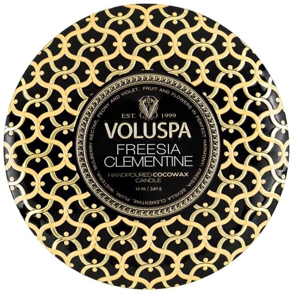 Voluspa 3-Wick Candle Decorative Tin Freesia Clementine 340g