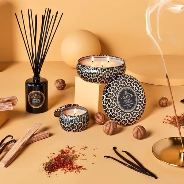 Voluspa 3-Wick Candle Decorative Tin Ambre Lumiere 340g