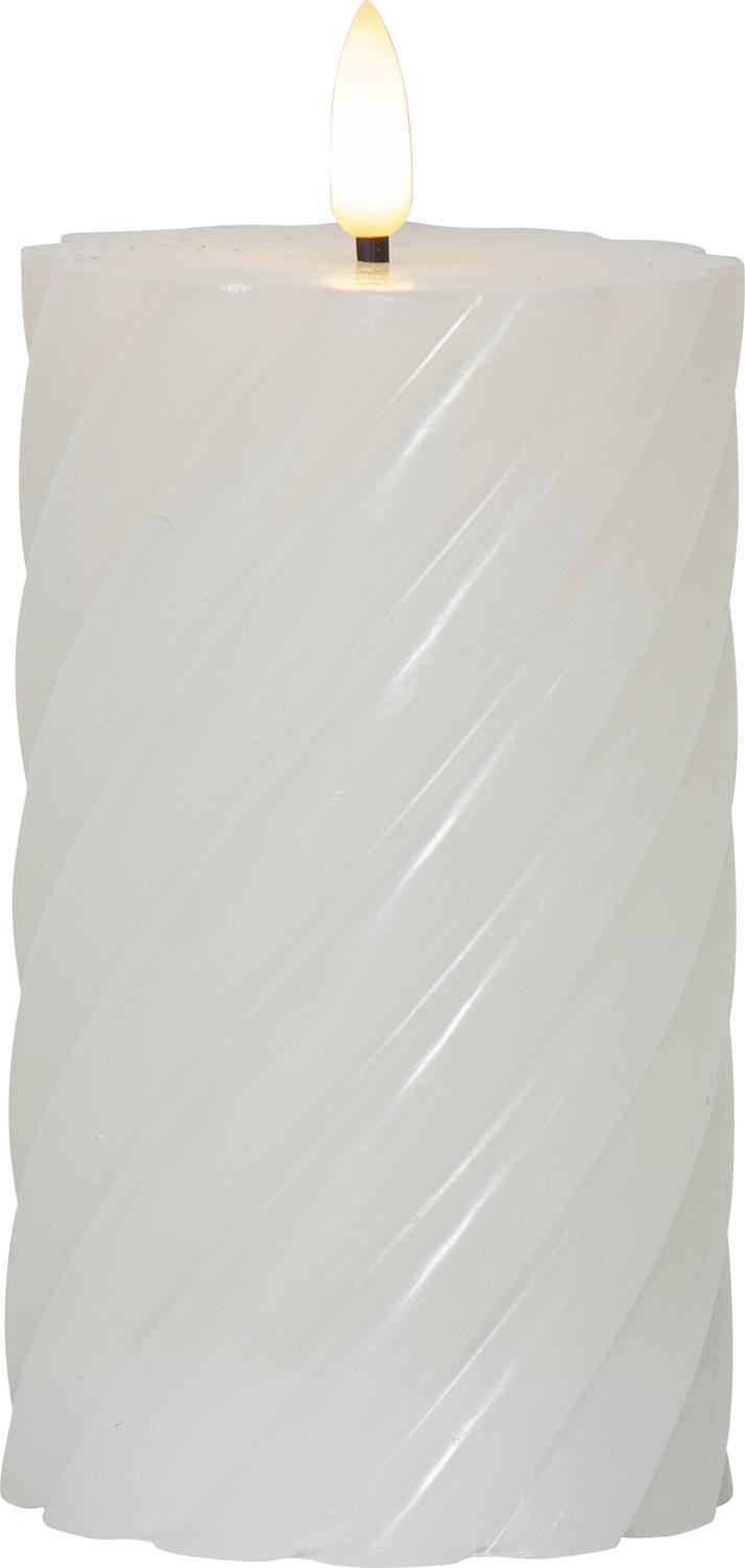 LED Blockljus Flamme Swirl Vit 15cm