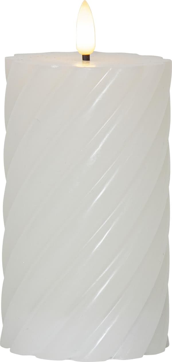 LED Blockljus Flamme Swirl Vit 15cm