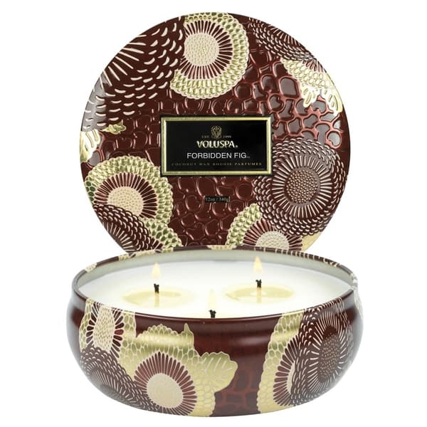 Voluspa 3-Wick Candle Decorative Tin Forbidden Fig 340g