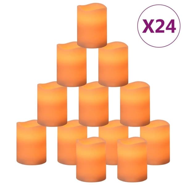 vidaXL Flammefrie LED-stearinlys 24 stk med fjernkontroll varmhvit