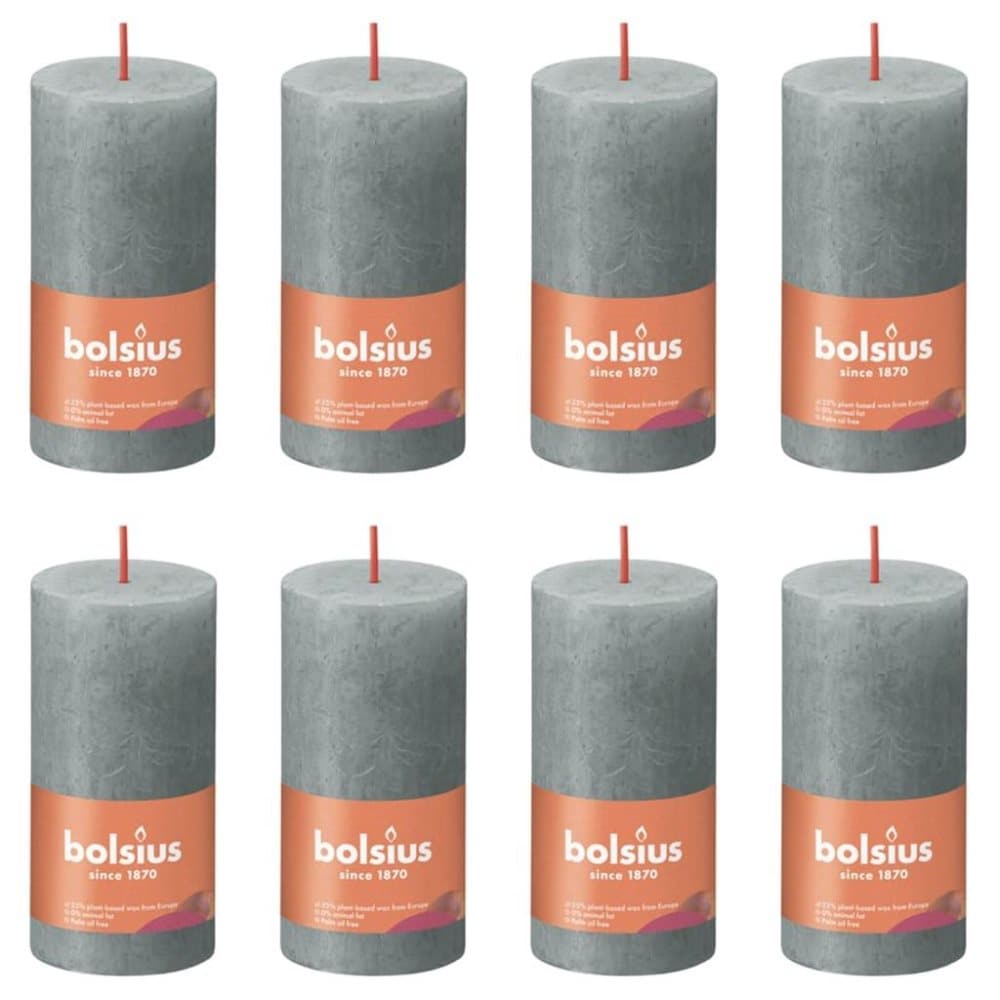 Bolsius Rustika blockljus 8-pack 100x50 mm eukalyptusgrön