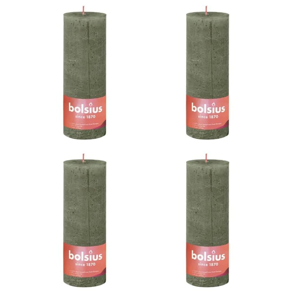 Bolsius Rustika blockljus 4-pack 190x68 mm olivgrön