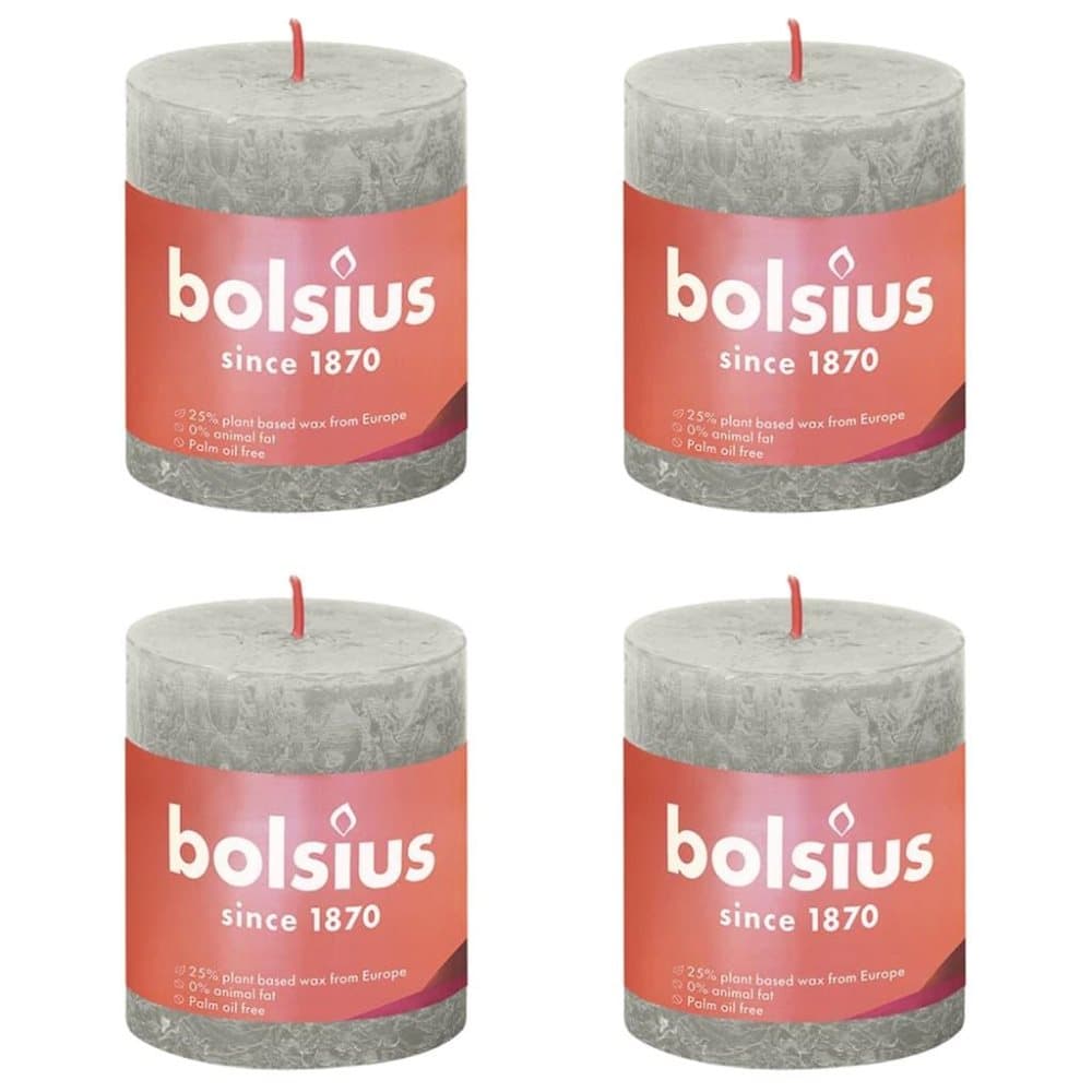 Bolsius Rustika blockljus 4-pack 80x68 mm sandgrå
