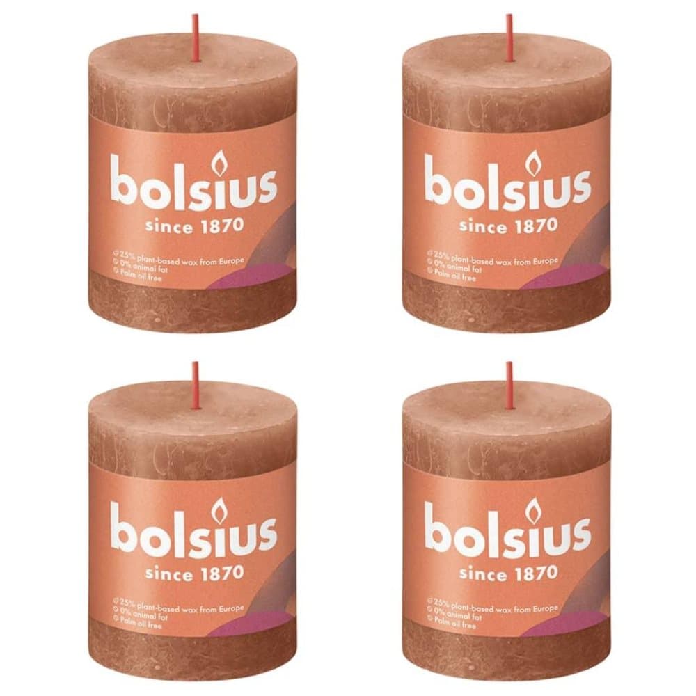 Bolsius Rustika blockljus 4-pack 80x68 mm rustik rosa